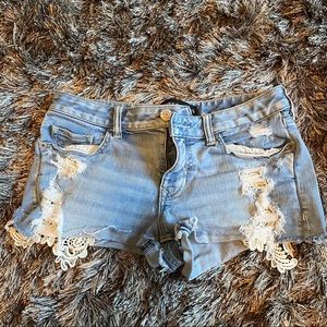 Light Blue Distressed Jean Shorts